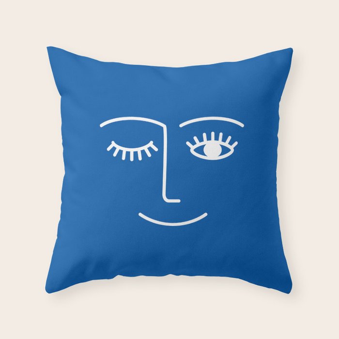 Wink (Sapphire Blue) Throw Pillow Gallery Image 1