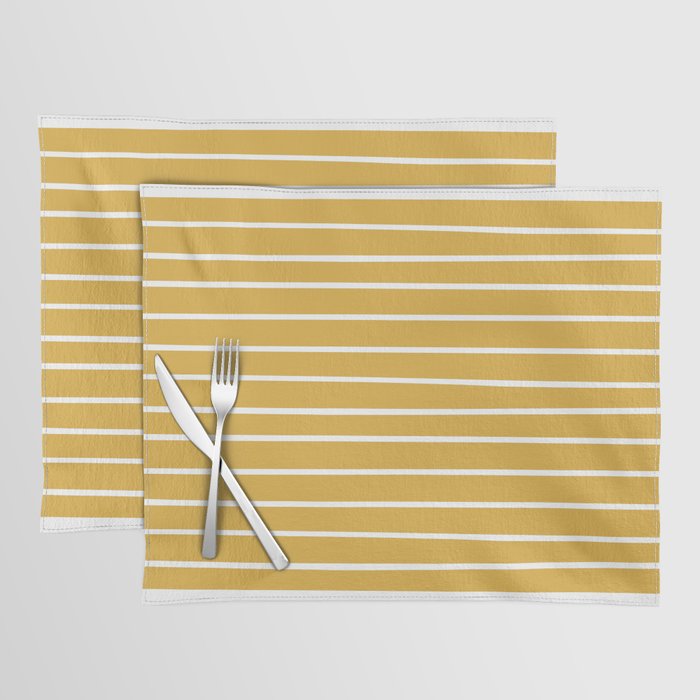 Colorful Stripes, Mustard Yellow and White, Abstract Art Placemat Gallery Image 1