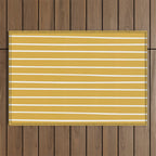 Colorful Stripes, Mustard Yellow and White, Abstract Art Outdoor Rug Gallery Image 1
