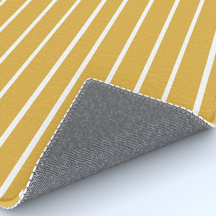 Colorful Stripes, Mustard Yellow and White, Abstract Art Rug Gallery Image 4
