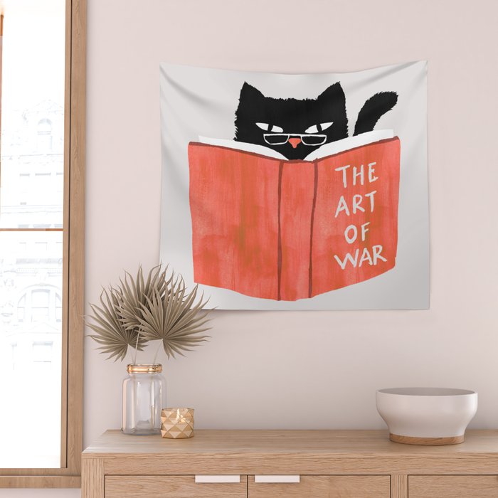 Cat reading book Wall Tapestry Gallery Image 2