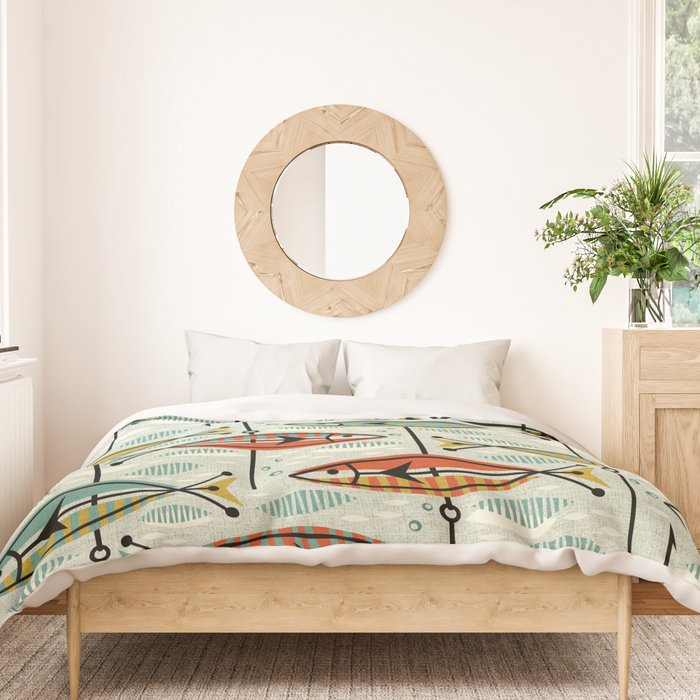 Vintage Color Block Fish Duvet Cover Gallery Image 3