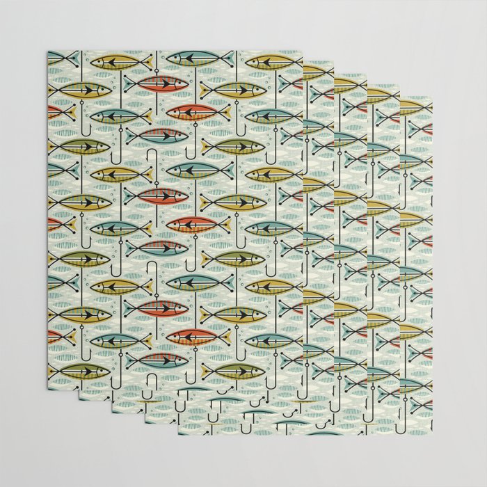 Vintage Color Block Fish Wrapping Paper Gallery Image 3