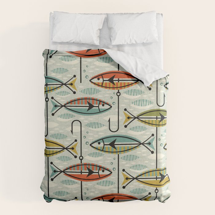 Vintage Color Block Fish Duvet Cover Gallery Image 1
