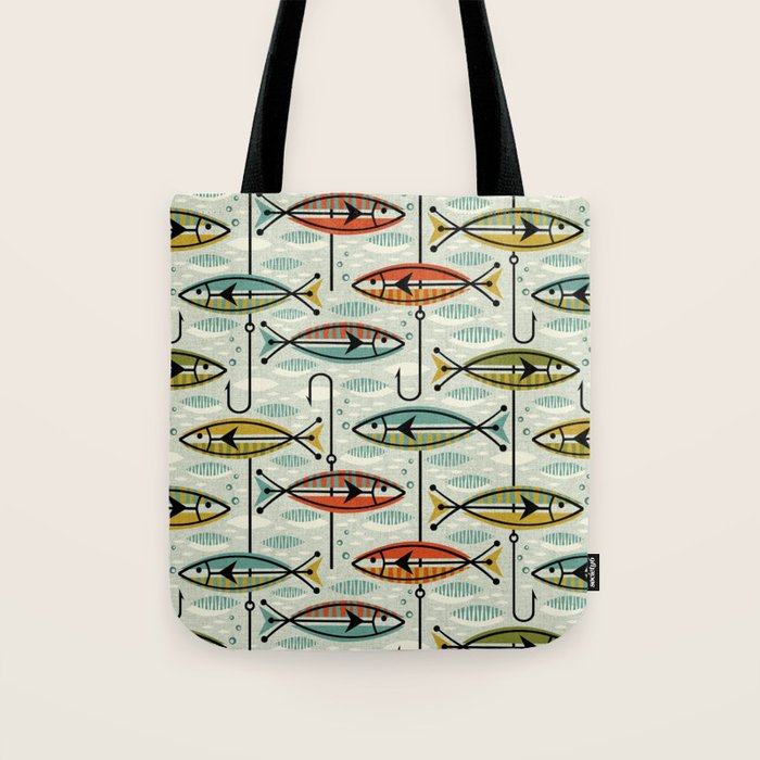 Vintage Color Block Fish Tote Bag Gallery Image 1