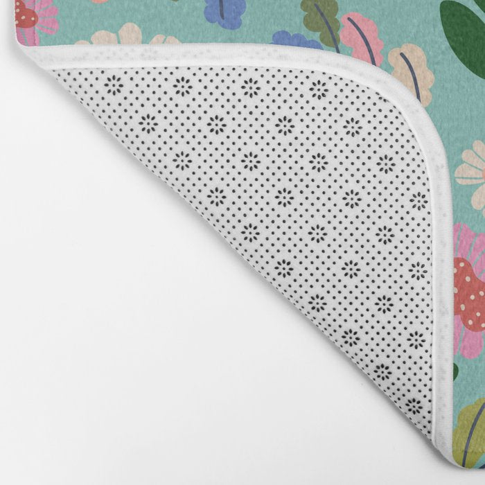 Super Bloom - Bright Floral Pattern Bath Mat Gallery Image 2