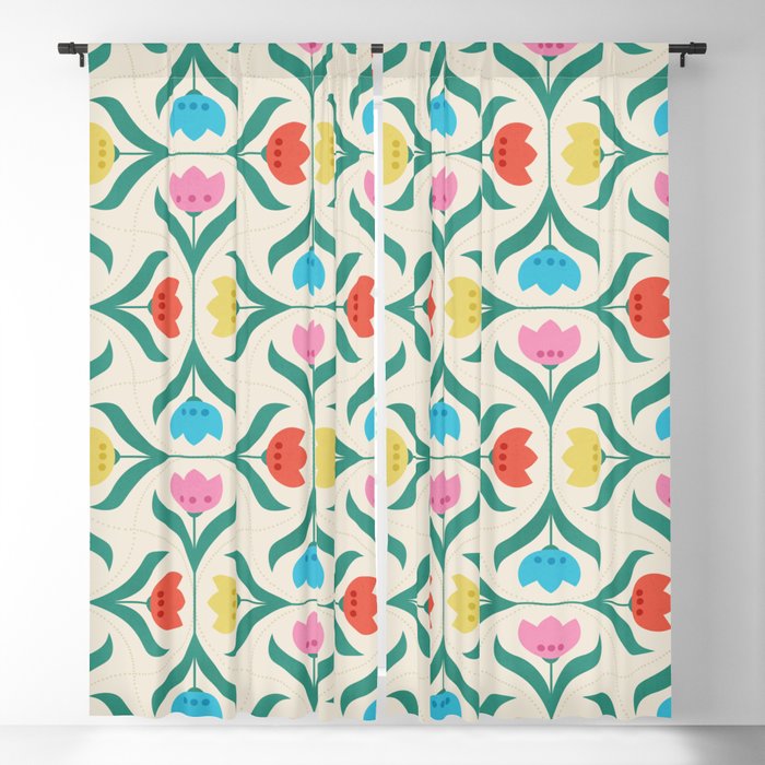 Vintage Tulips Patchwork Pattern Window Curtain Gallery Image 5