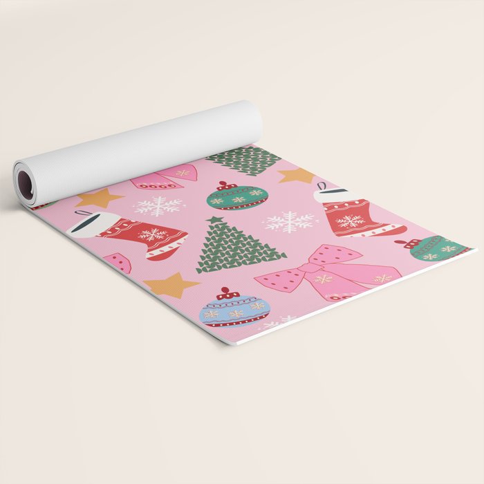 Cute Christmas Pink Yoga Mat Gallery Image 2