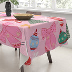 Cute Christmas Pink Tablecloth Gallery Image 3