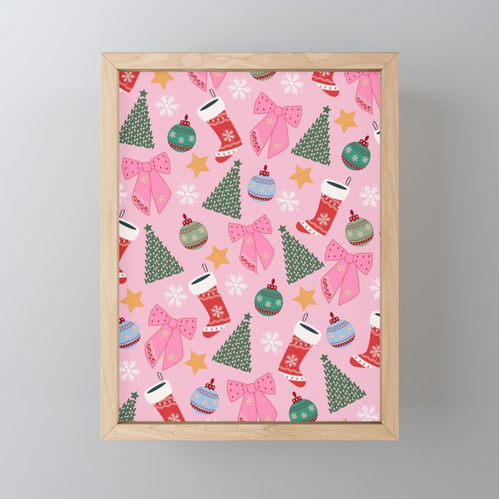 Cute Christmas Pink Mini Art Print Gallery Image 1