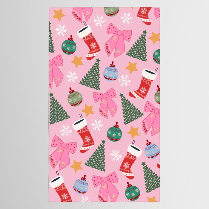 Cute Christmas Pink Tablecloth Gallery Image 2