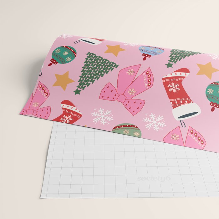 Cute Christmas Pink Wrapping Paper Gallery Image 2