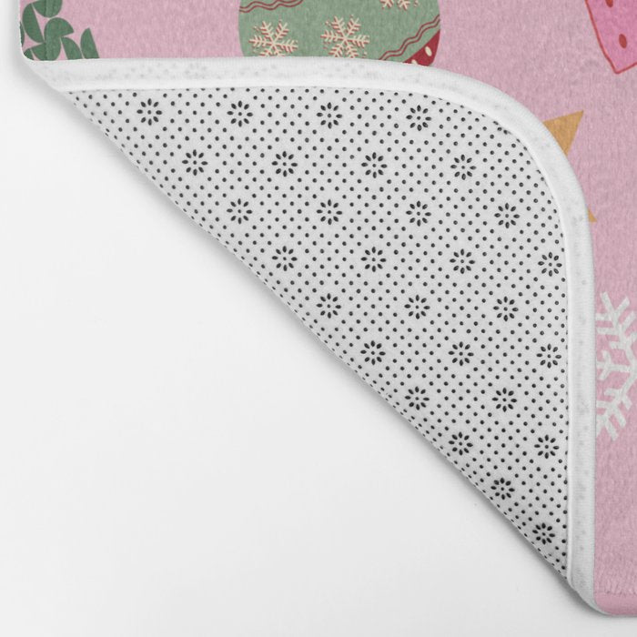 Cute Christmas Pink Bath Mat Gallery Image 2