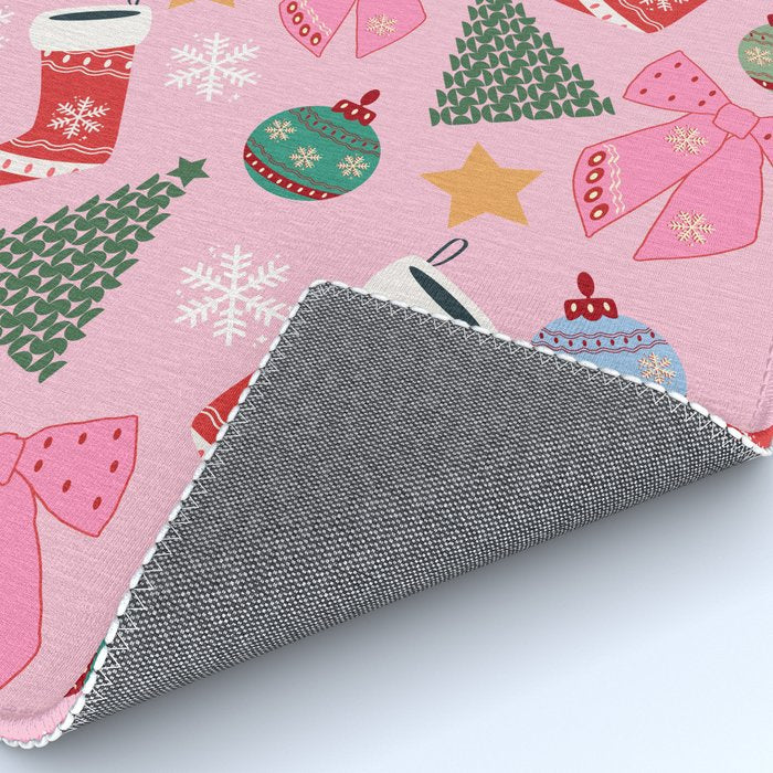 Cute Christmas Pink Rug Gallery Image 4