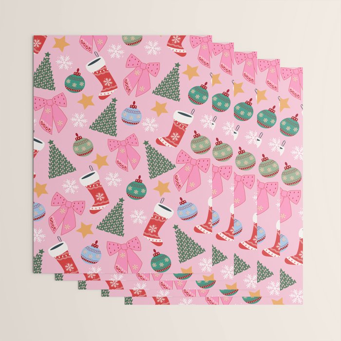 Cute Christmas Pink Wrapping Paper Gallery Image 3