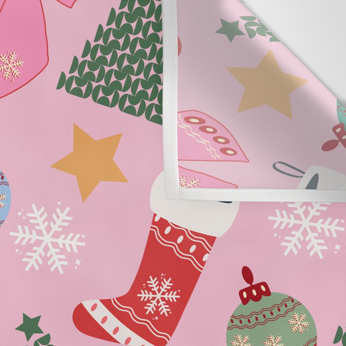 Cute Christmas Pink Wall Tapestry Gallery Image 3