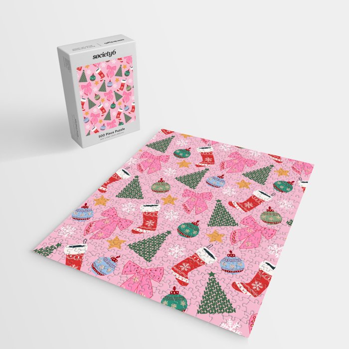 Cute Christmas Pink Jigsaw Puzzle Gallery Image 2