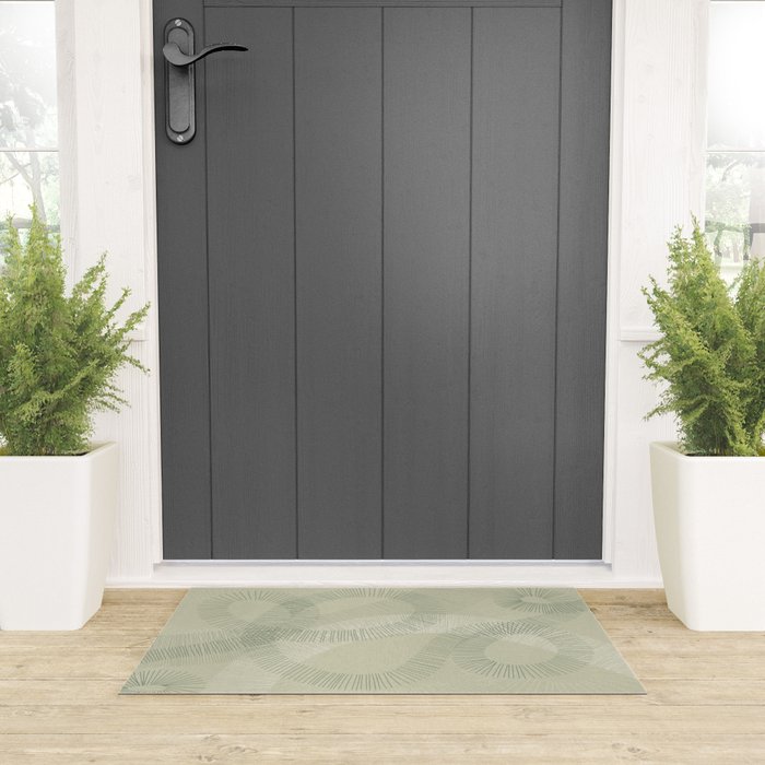 calming essentials Curved Lines soft sage Welcome Mat Gallery Image 3
