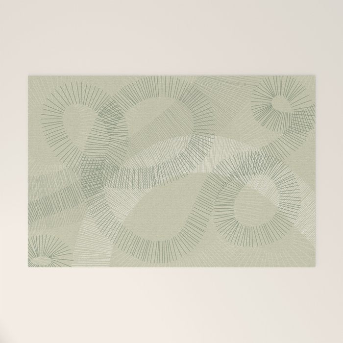 calming essentials Curved Lines soft sage Welcome Mat Gallery Image 1