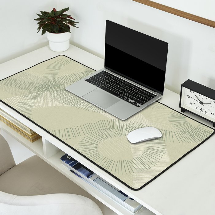 calming essentials Curved Lines soft sage Desk Mat Gallery Image 2