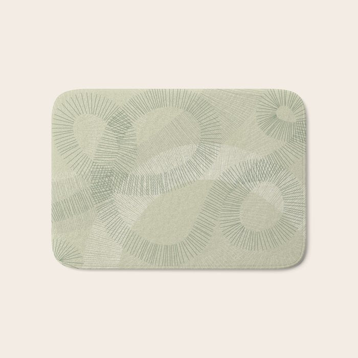 calming essentials Curved Lines soft sage Bath Mat Gallery Image 1