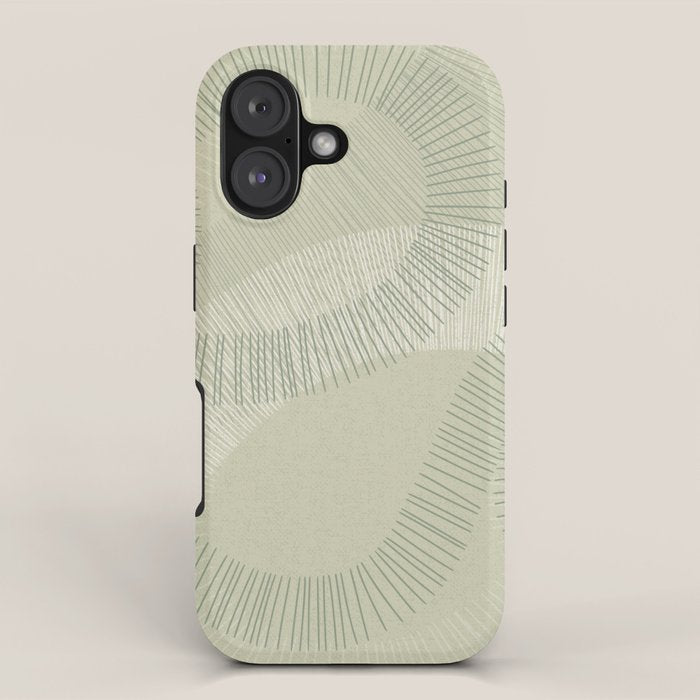 calming essentials Curved Lines soft sage iPhone Case Gallery Image 1
