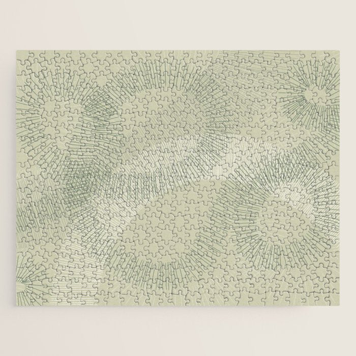calming essentials Curved Lines soft sage Jigsaw Puzzle Gallery Image 1