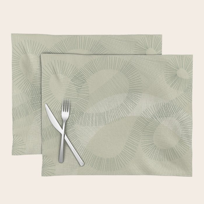 calming essentials Curved Lines soft sage Placemat Gallery Image 1
