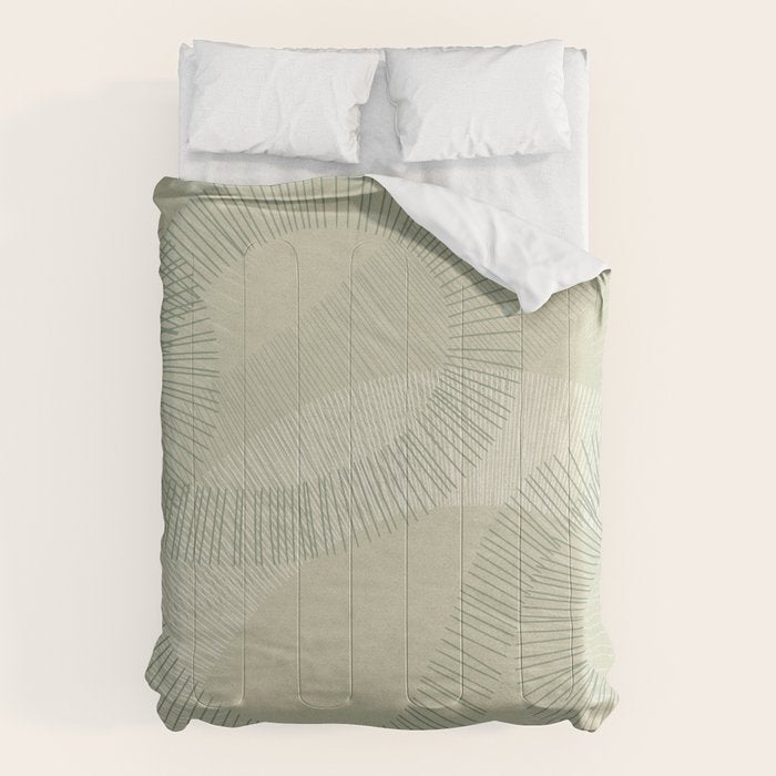 calming essentials Curved Lines soft sage Comforter Gallery Image 6