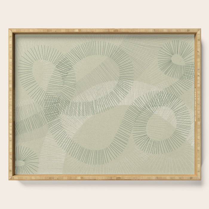 calming essentials Curved Lines soft sage Serving Tray Gallery Image 1