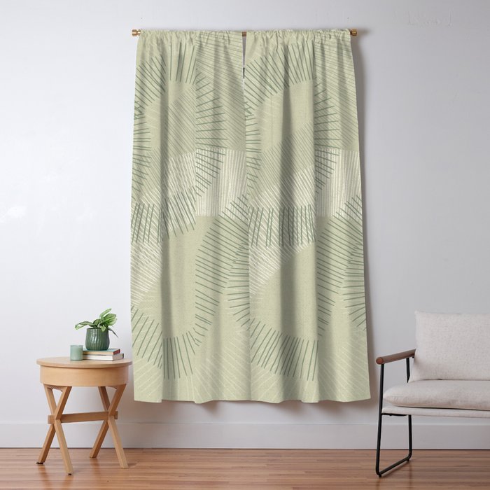 calming essentials Curved Lines soft sage Window Curtain Gallery Image 5
