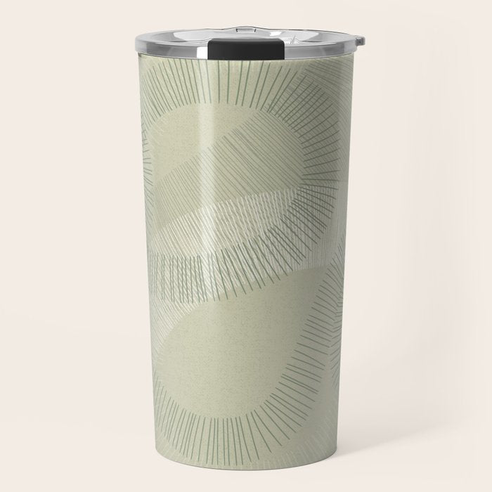 calming essentials Curved Lines soft sage Travel Mug Gallery Image 1