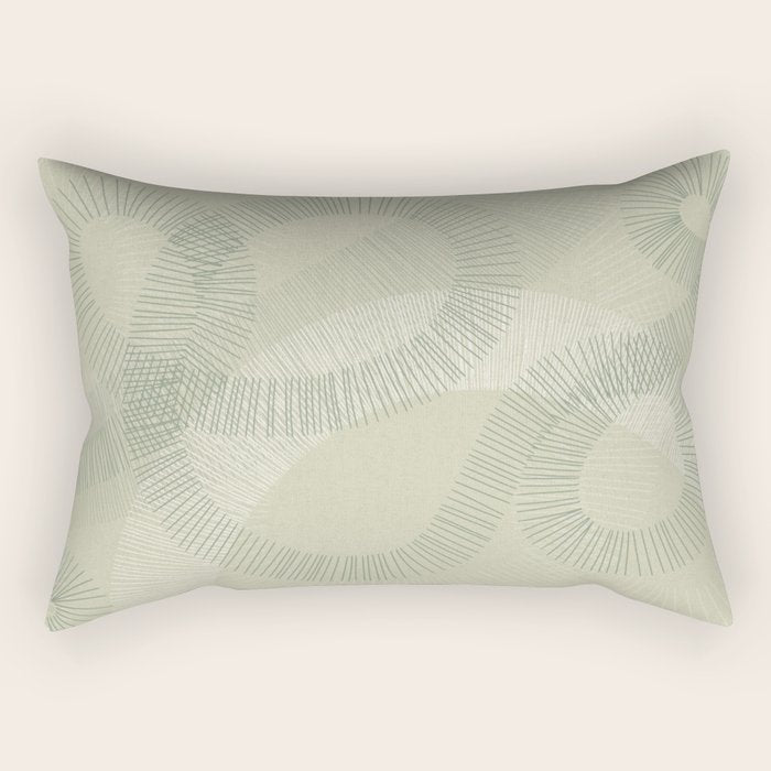 calming essentials Curved Lines soft sage Rectangular Pillow Gallery Image 1