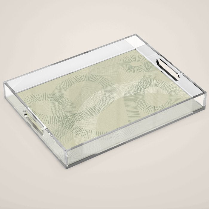 calming essentials Curved Lines soft sage Acrylic Tray Gallery Image 1