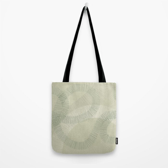 calming essentials Curved Lines soft sage Tote Bag Gallery Image 2