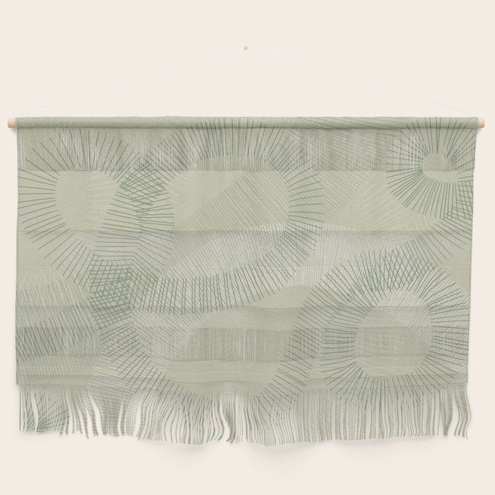 calming essentials Curved Lines soft sage Wall Hanging Gallery Image 1