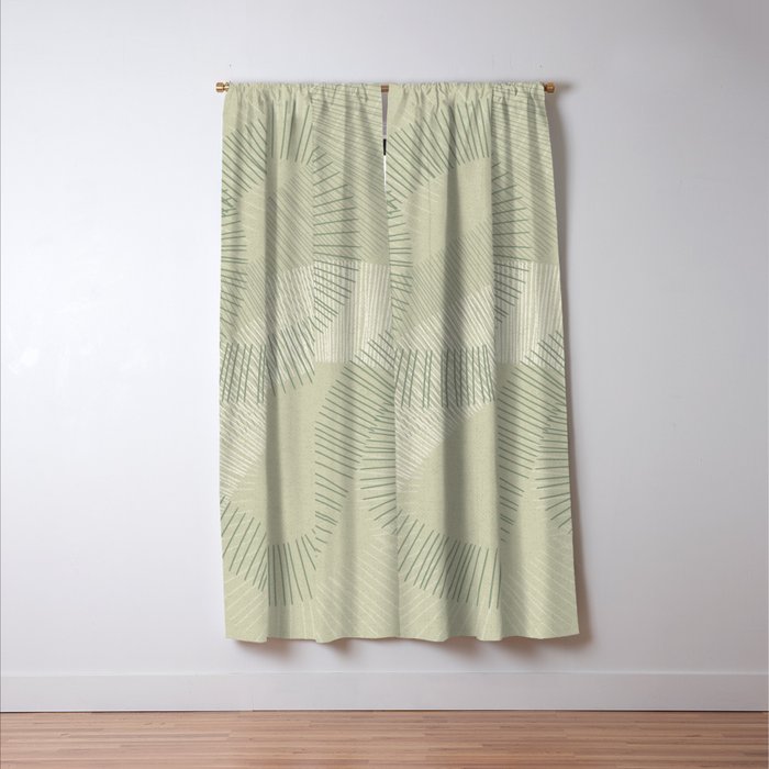 calming essentials Curved Lines soft sage Window Curtain Gallery Image 3