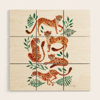 Cheetah Collection - Orange & Green Palette Wood Wall Art Gallery Image 1
