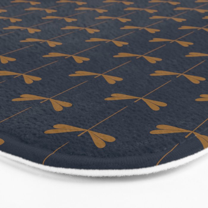 Dragonfly Pattern II Dark Blue Bath Mat Gallery Image 3