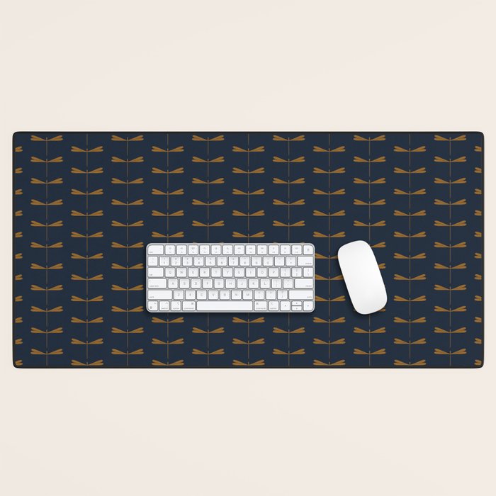 Dragonfly Pattern II Dark Blue Desk Mat Gallery Image 1