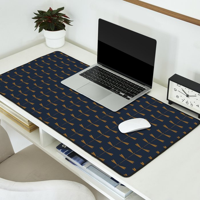 Dragonfly Pattern II Dark Blue Desk Mat Gallery Image 2