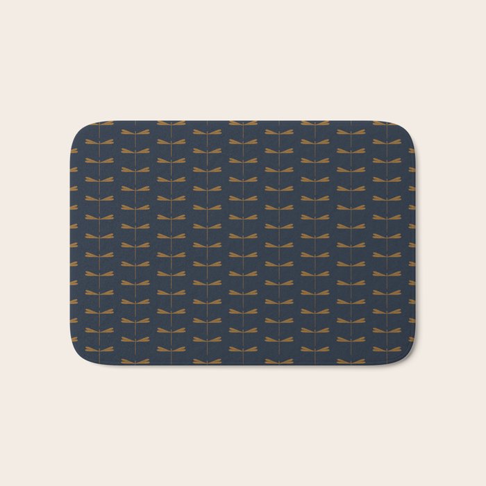 Dragonfly Pattern II Dark Blue Bath Mat Gallery Image 1