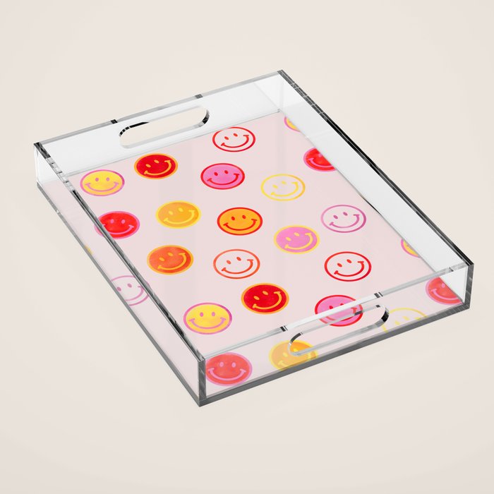 Smiling Faces Pattern Acrylic Tray Gallery Image 1