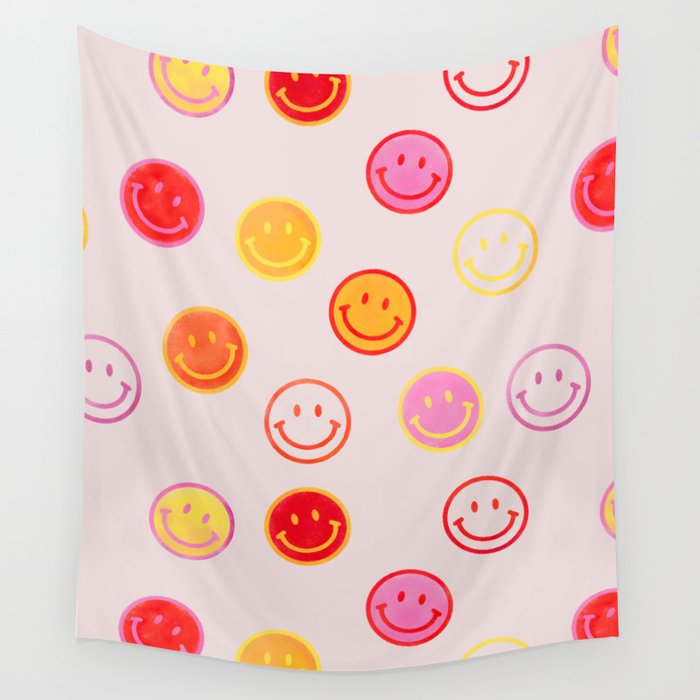 Smiling Faces Pattern Wall Tapestry Gallery Image 4