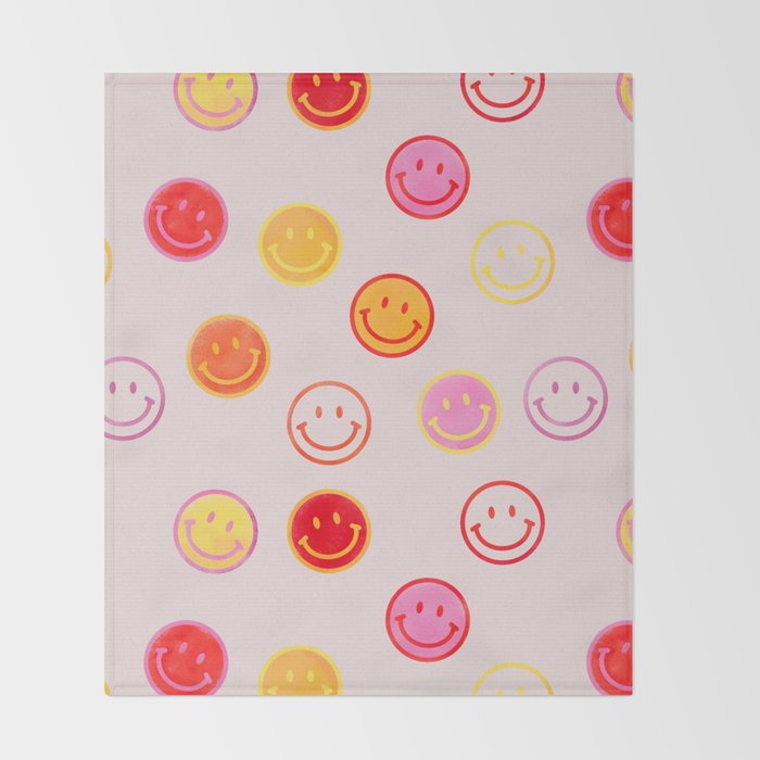 Smiling Faces Pattern Throw Blanket Gallery Image 2