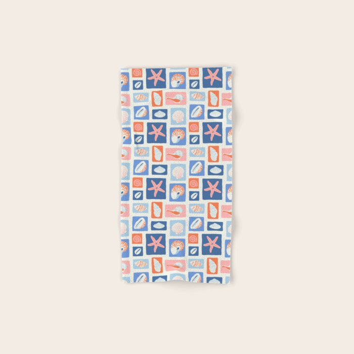 Vintage marine seashell mosaic art pattern Bath Towel Gallery Image 1