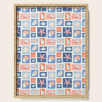 Vintage marine seashell mosaic art pattern Serving Tray Gallery Image 1