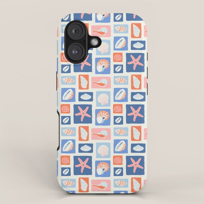 Vintage marine seashell mosaic art pattern iPhone Case Gallery Image 1