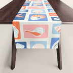 Vintage marine seashell mosaic art pattern Table Runner Gallery Image 1