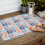 Vintage marine seashell mosaic art pattern Outdoor Rug Gallery Image 2